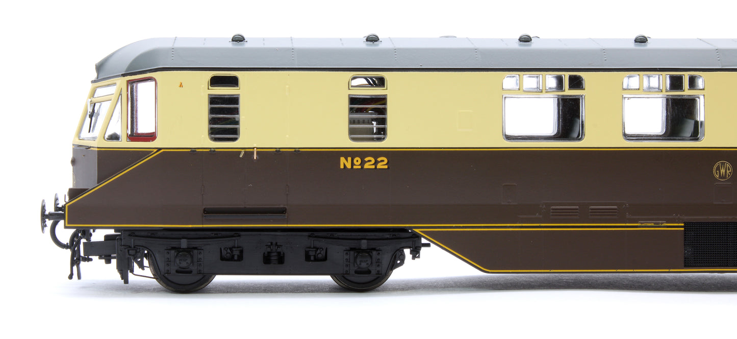 GWR Passenger Railcar GWR Chocolate/Cream No.22 with Monogram (Grey Roof) Diesel Locomotive