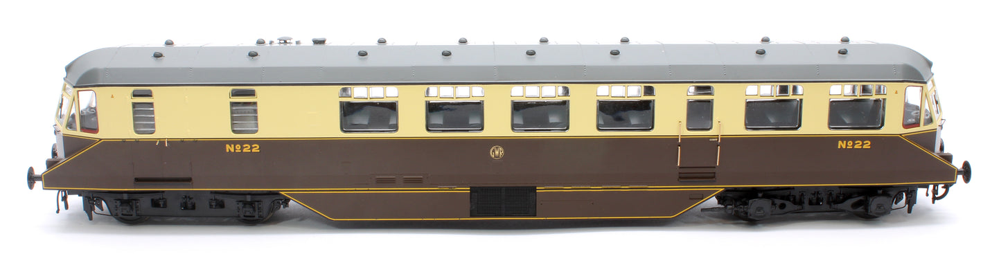 GWR Passenger Railcar GWR Chocolate/Cream No.22 with Monogram (Grey Roof) Diesel Locomotive