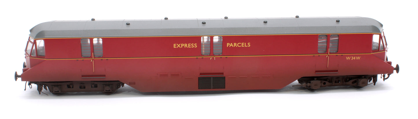 GWR Parcels Railcar BR ‘Express Parcels’ Crimson No. W34W (Grey Roof) Diesel Locomotive - Weathered