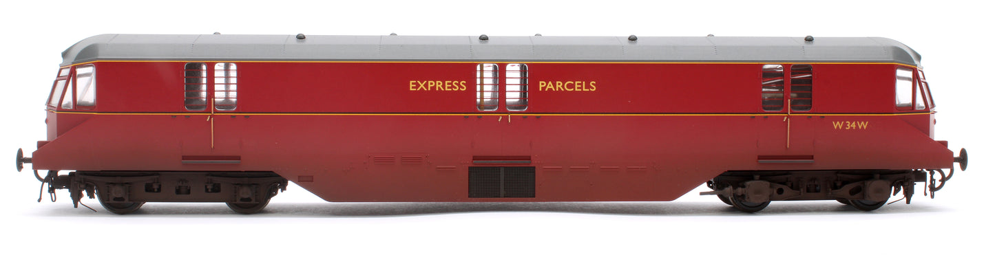 GWR Parcels Railcar BR ‘Express Parcels’ Crimson No. W34W (Grey Roof) Diesel Locomotive - Weathered