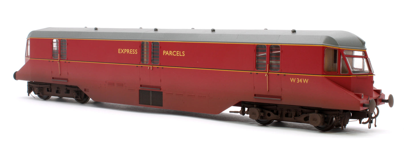 GWR Parcels Railcar BR ‘Express Parcels’ Crimson No. W34W (Grey Roof) Diesel Locomotive - Weathered