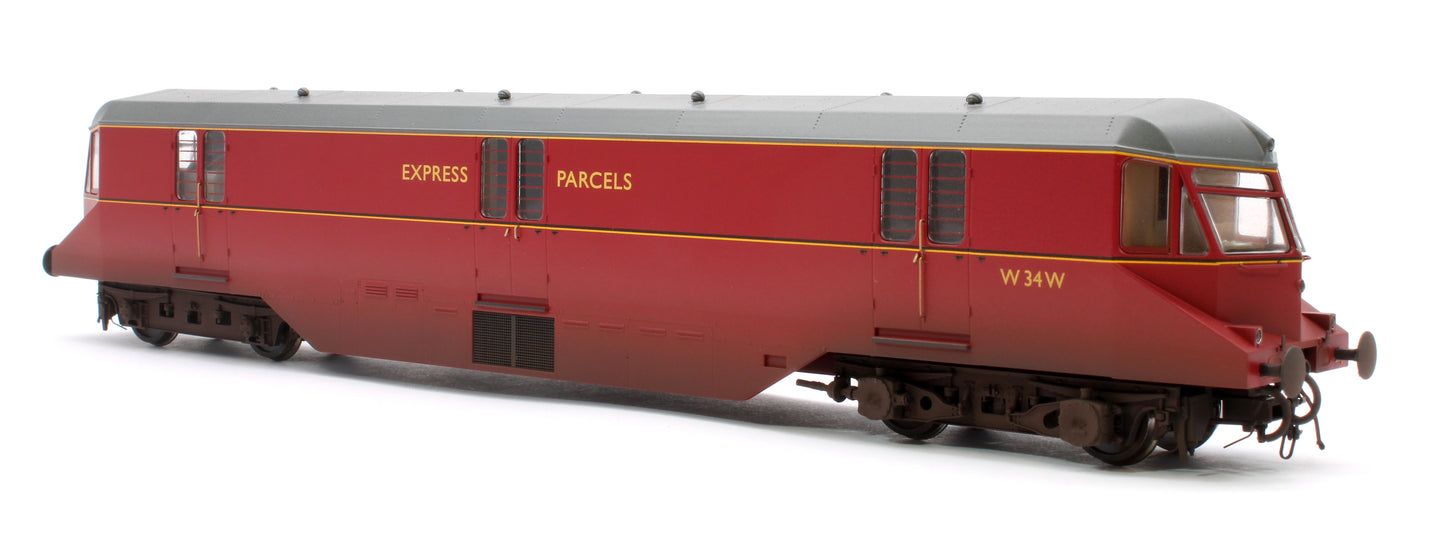 GWR Parcels Railcar BR ‘Express Parcels’ Crimson No. W34W (Grey Roof) Diesel Locomotive - Weathered