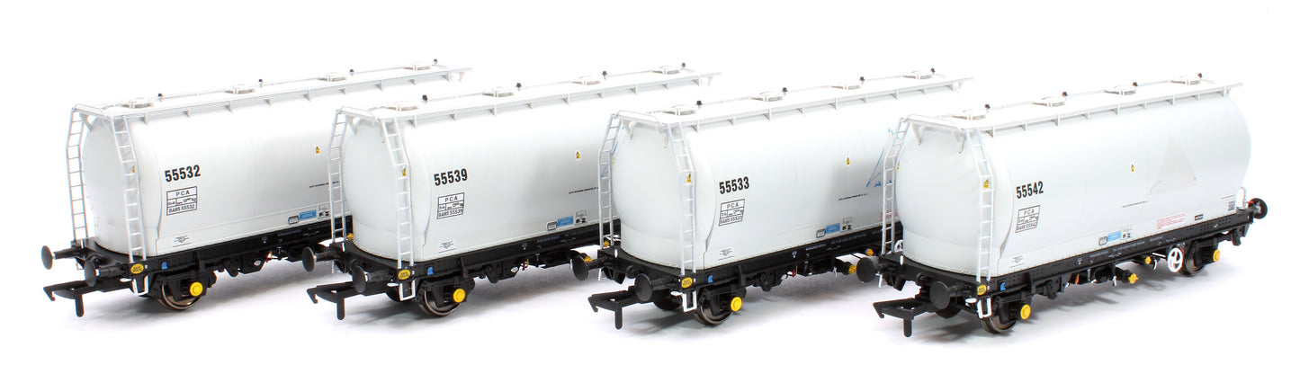 RT-PCA20-202E Pack of 4 Debranded Alcan liveried PCA tanks (with ladders). Numbers: 55532, 55533, 55539, 55542