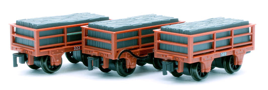 2T Ffestiniog Railway Welsh Slate Wagon Red Triple Pack