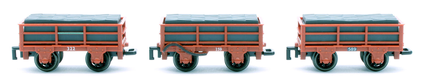 2T Ffestiniog Railway Welsh Slate Wagon Red Triple Pack