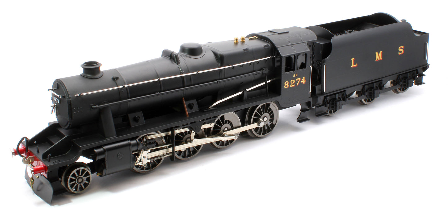 E/38-B1 LMS Stanier Class 8F 2-8-0 Unlined Satin Black No. 8274 Steam Locomotive