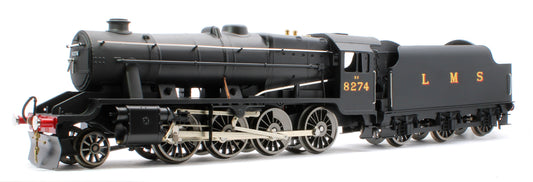 E/38-B1 LMS Stanier Class 8F 2-8-0 Unlined Satin Black No. 8274 Steam Locomotive