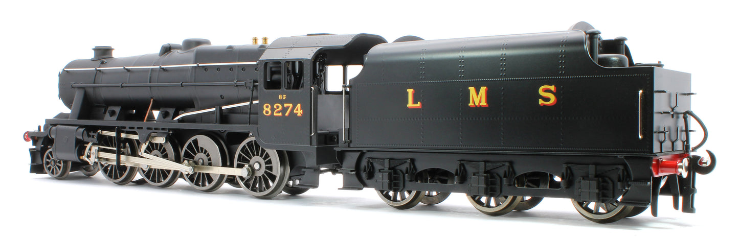 E/38-B1 LMS Stanier Class 8F 2-8-0 Unlined Satin Black No. 8274 Steam Locomotive