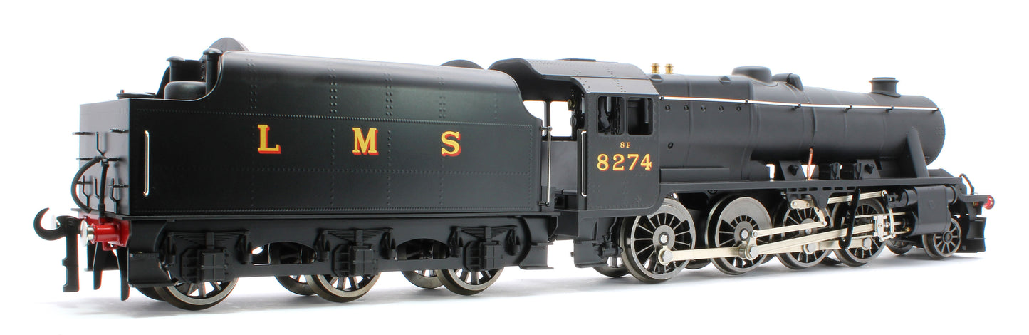 E/38-B1 LMS Stanier Class 8F 2-8-0 Unlined Satin Black No. 8274 Steam Locomotive