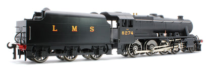 E/38-B1 LMS Stanier Class 8F 2-8-0 Unlined Satin Black No. 8274 Steam Locomotive