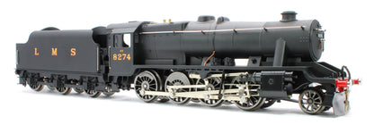 E/38-B1 LMS Stanier Class 8F 2-8-0 Unlined Satin Black No. 8274 Steam Locomotive