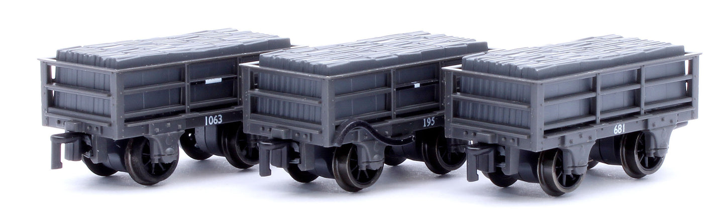 2T Ffestiniog Railway Welsh Slate Wagon Dark Grey Triple Pack