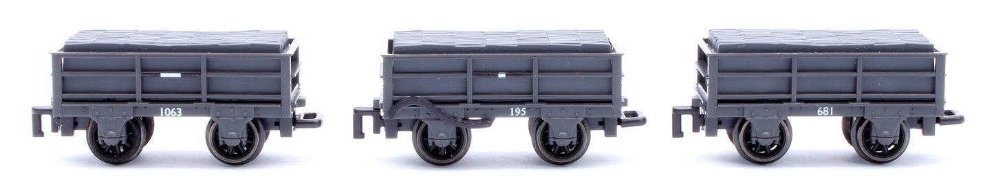 2T Ffestiniog Railway Welsh Slate Wagon Dark Grey Triple Pack