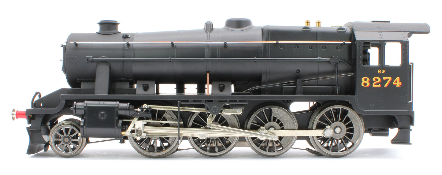E/38-B1 LMS Stanier Class 8F 2-8-0 Unlined Satin Black No. 8274 Steam Locomotive