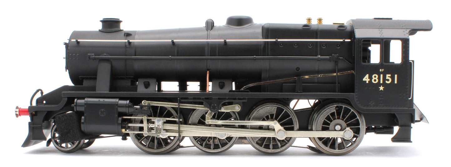 E/38-D Stanier Class 8F 2-8-0 BR Unlined Satin Black No. 48151 Steam Locomotive
