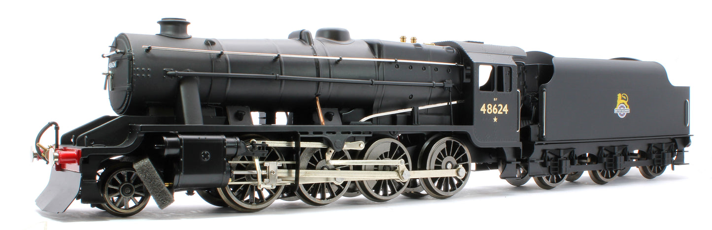 E/38-E Stanier Class 8F 2-8-0 BR Unlined Satin Black No. 48624 Steam Locomotive