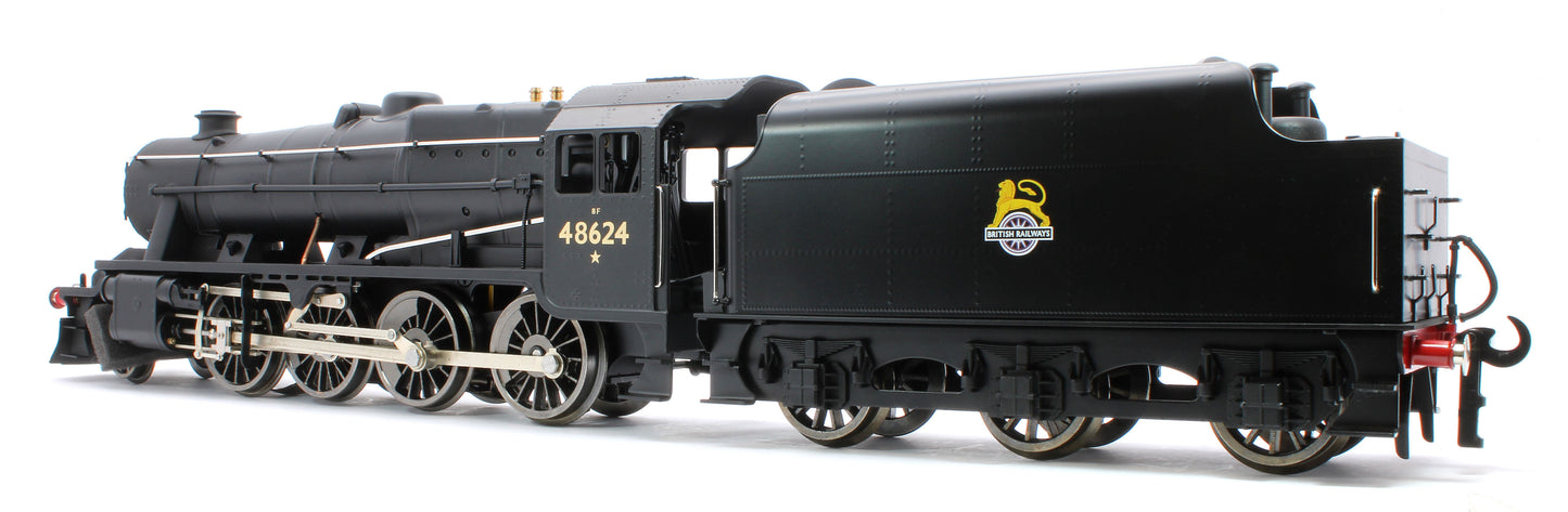 E/38-E Stanier Class 8F 2-8-0 BR Unlined Satin Black No. 48624 Steam Locomotive