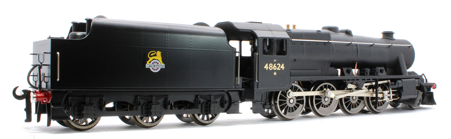 E/38-E Stanier Class 8F 2-8-0 BR Unlined Satin Black No. 48624 Steam Locomotive