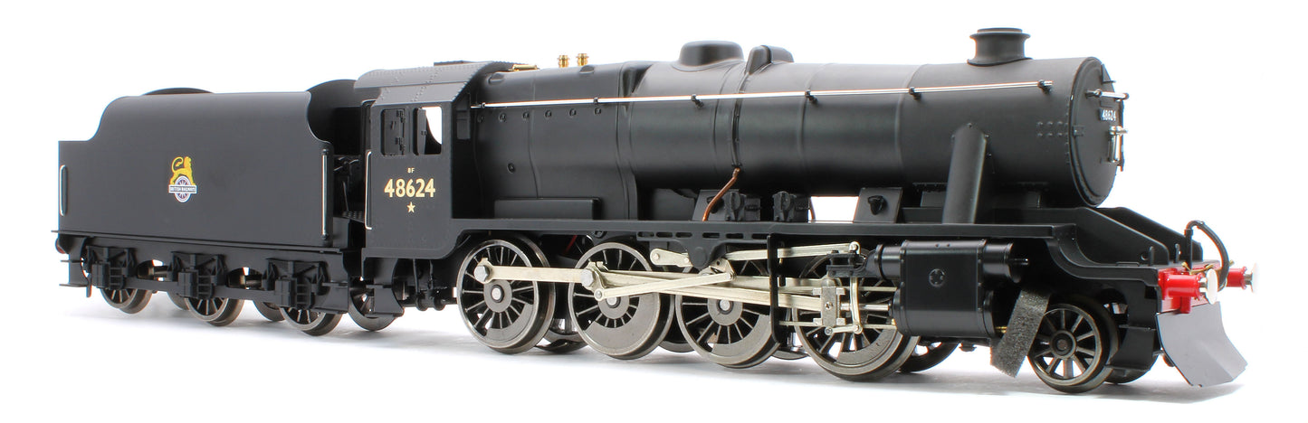 E/38-E Stanier Class 8F 2-8-0 BR Unlined Satin Black No. 48624 Steam Locomotive