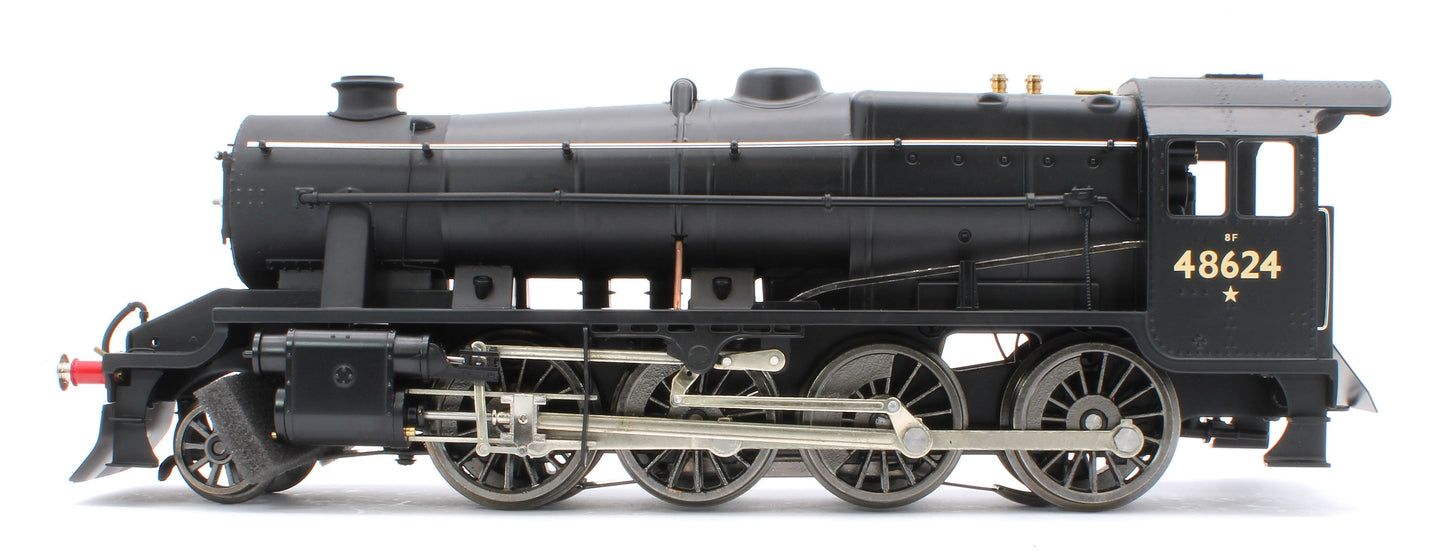 E/38-E Stanier Class 8F 2-8-0 BR Unlined Satin Black No. 48624 Steam Locomotive