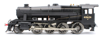 E/38-E1 Stanier Class 8F 2-8-0 BR Unlined Satin Black No. 48624 Steam Locomotive w/Fowler Tender