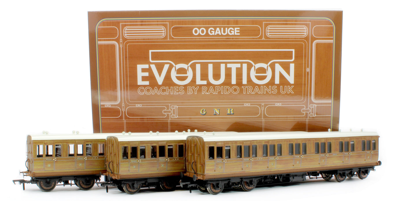 978021 48' GNR ‘Evolution’ Bogie Coach Non-Corridor Carriage No.3156, No.3067 & No.3923 3-Pack