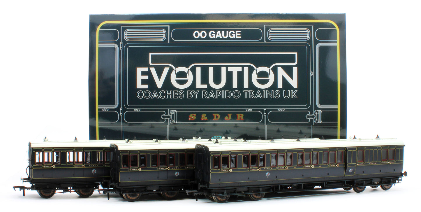 978025 48' SDJR ‘Evolution’ Bogie Coach Non-Corridor Carriage No.85, No.71 & No.15 3-Pack