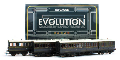 978025 48' SDJR ‘Evolution’ Bogie Coach Non-Corridor Carriage No.85, No.71 & No.15 3-Pack