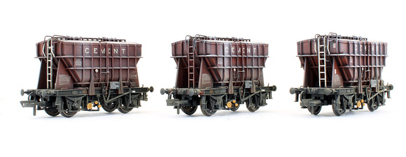 Pre-Owned Set Of 3 Presflo 22T Cement Wagons 'Cement' Bauxite (Custom Weathered)