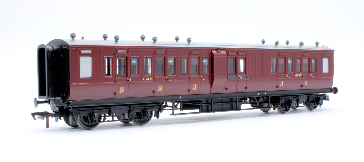Pre-Owned LNWR 50ft Arc Roof Brake Third Corridor LMS Crimson Lake No.6080