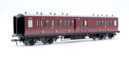 Pre-Owned LNWR 50ft Arc Roof Brake Third Corridor LMS Crimson Lake No.6080