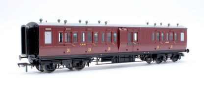 LNWR 50ft Arc Roof Brake Third Corridor LMS Crimson Lake No.6080