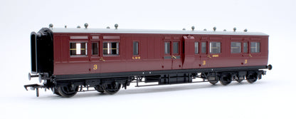 Pre-Owned LNWR 50ft Arc Roof Brake Third Corridor LMS Crimson Lake No.6080