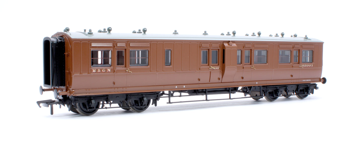LNWR 50ft Arc Roof Brake Third Corridor M&GN Brown No.82001