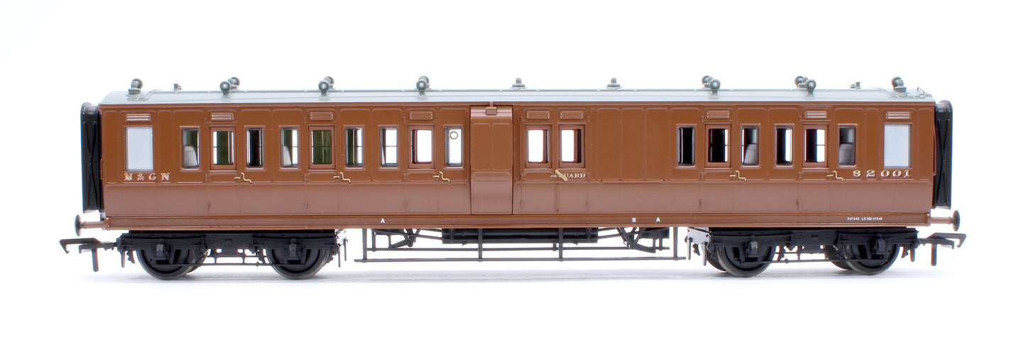 LNWR 50ft Arc Roof Brake Third Corridor M&GN Brown No.82001