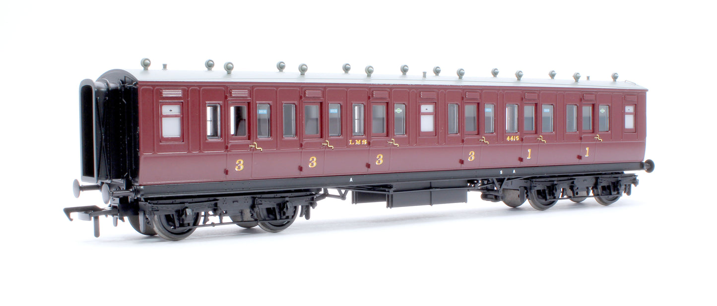 LNWR 50ft Arc Roof Composite Corridor LMS Crimson Lake No.4415