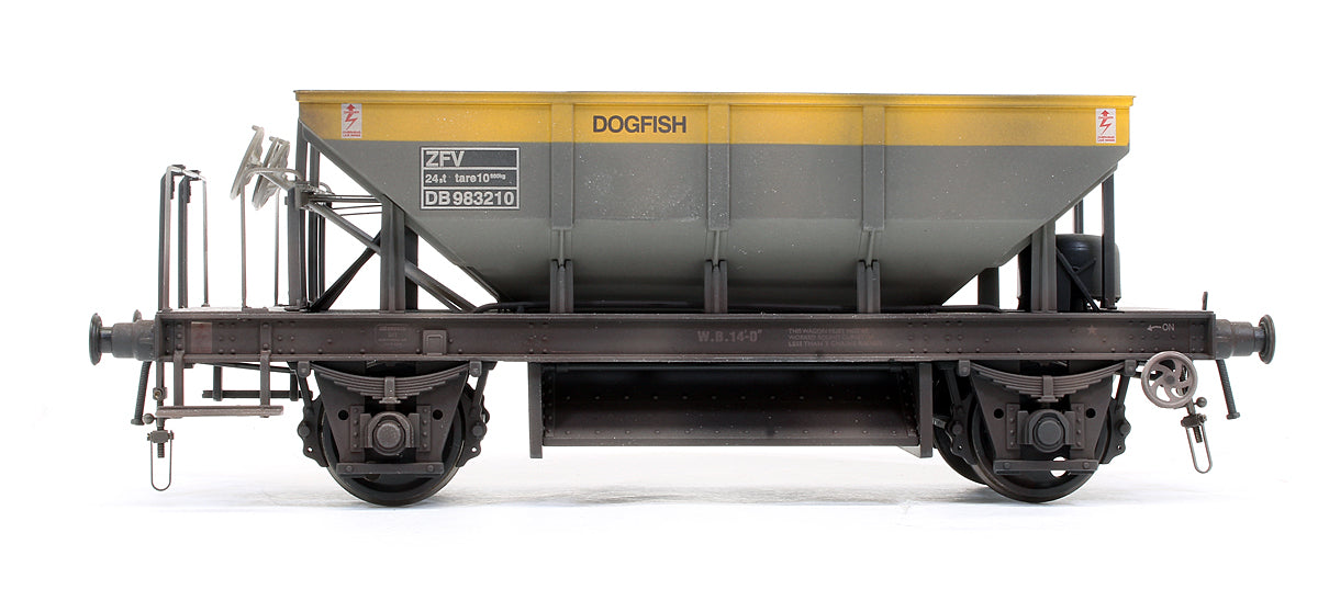 Pre-Owned BR ‘Dogfish’ Ballast Hopper BR Civil Engineers Grey/Yellow ZFV DB983210 (Custom Weathered)