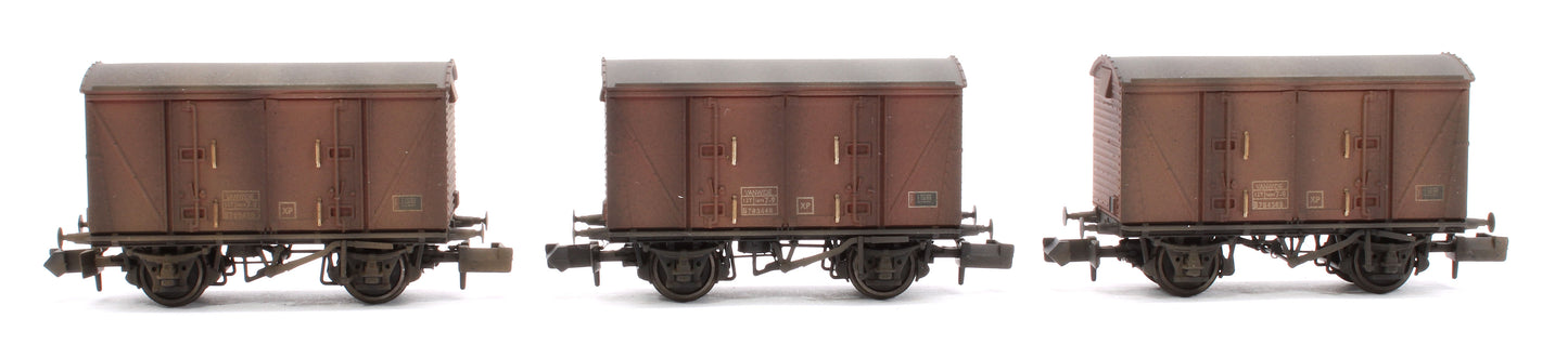 Custom Weathered Set of 3 BR 12T Vanwide Ventilated Vans, BR Bauxite (Late)