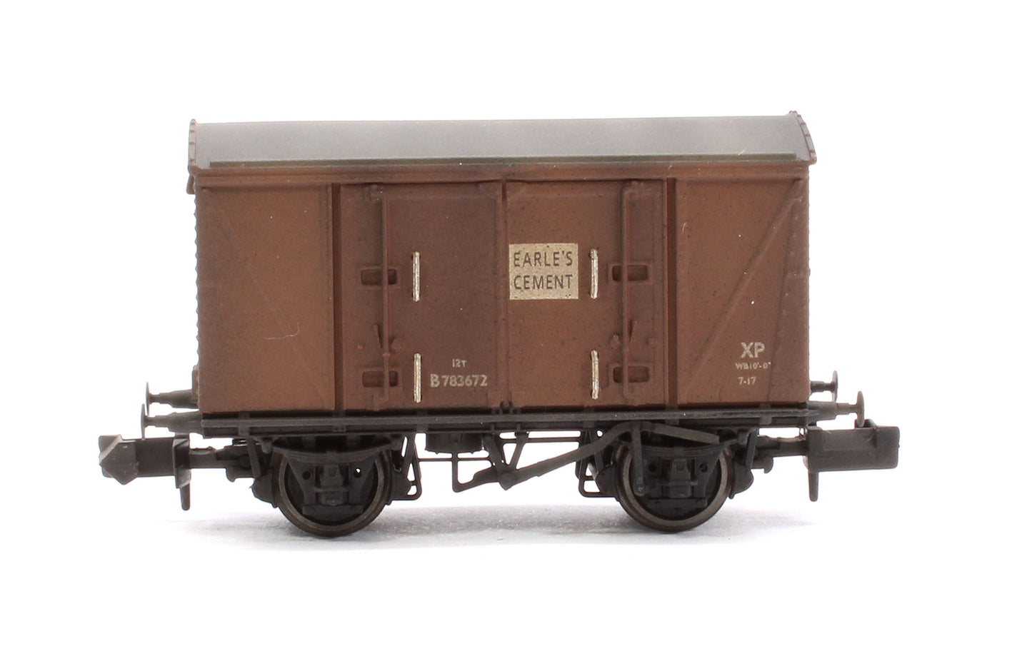 Custom Weathered Set of 3 BR 12T Vanwide Ventilated Vans, BR Bauxite (Early) Earle's Cement