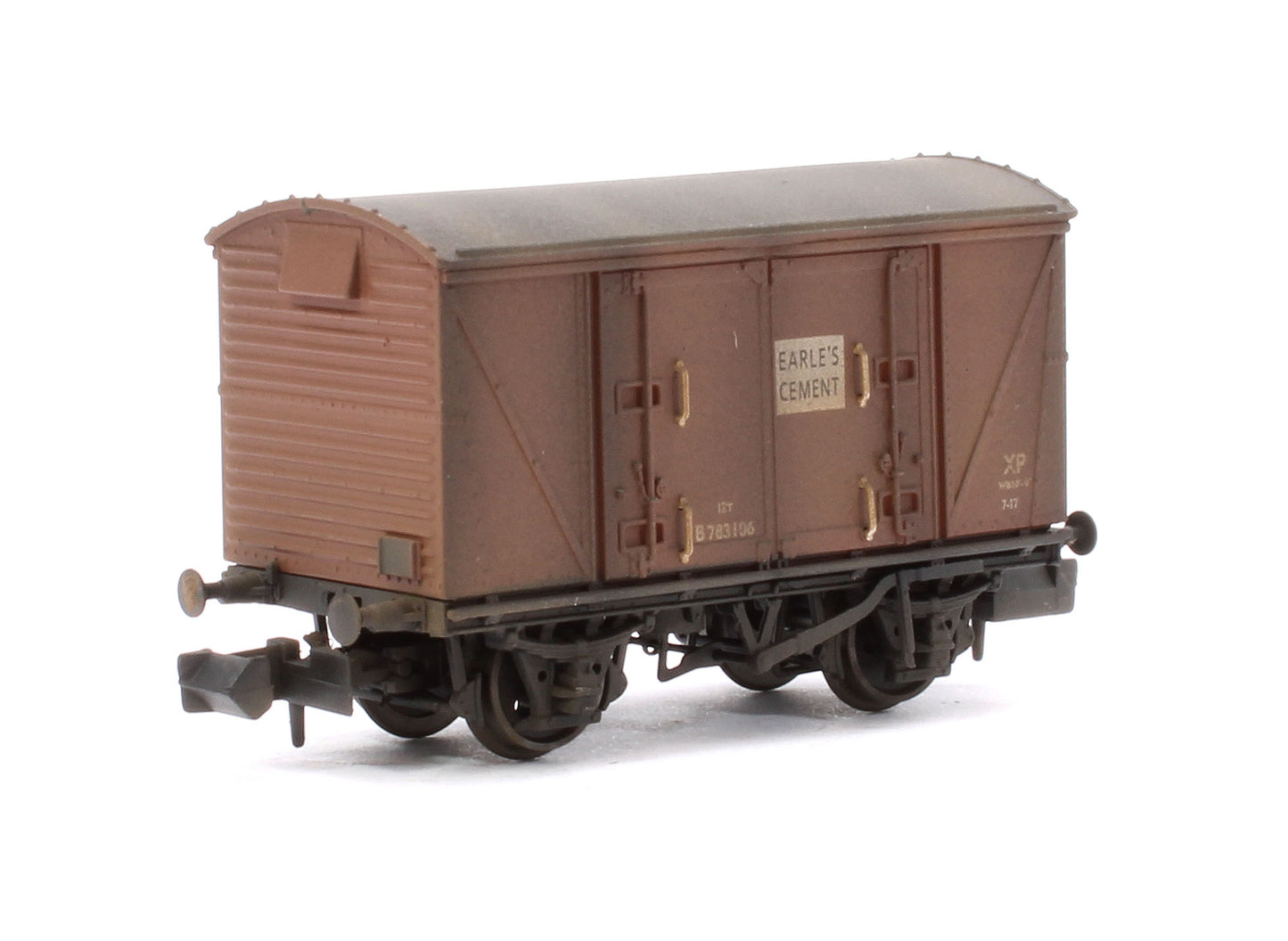 Custom Weathered Set of 3 BR 12T Vanwide Ventilated Vans, BR Bauxite (Early) Earle's Cement