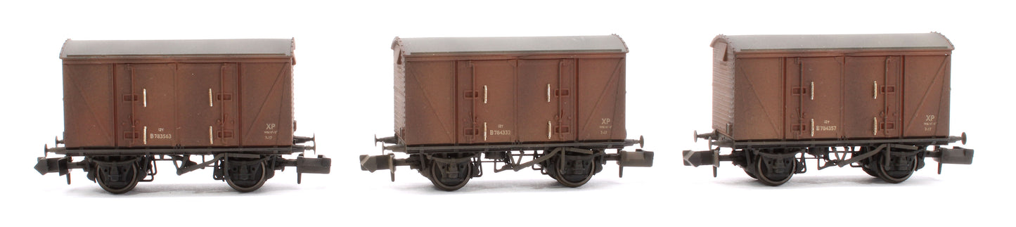 Custom Weathered Set of 3 BR 12T Vanwide Ventilated Vans, BR Bauxite (Early)