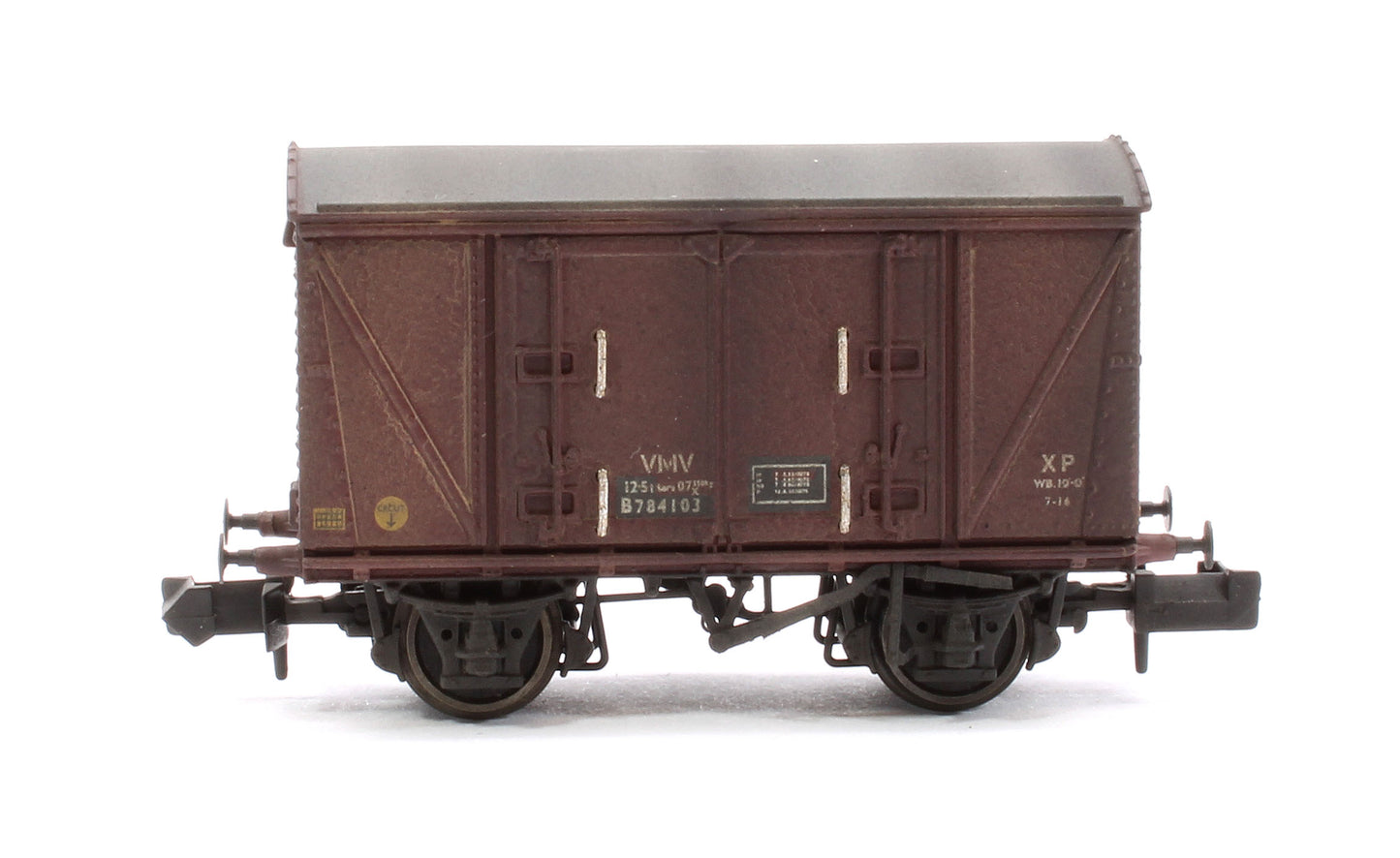 Custom Weathered Set of 3 BR 12T Vanwide Ventilated Vans, BR Freight Brown VMV XP