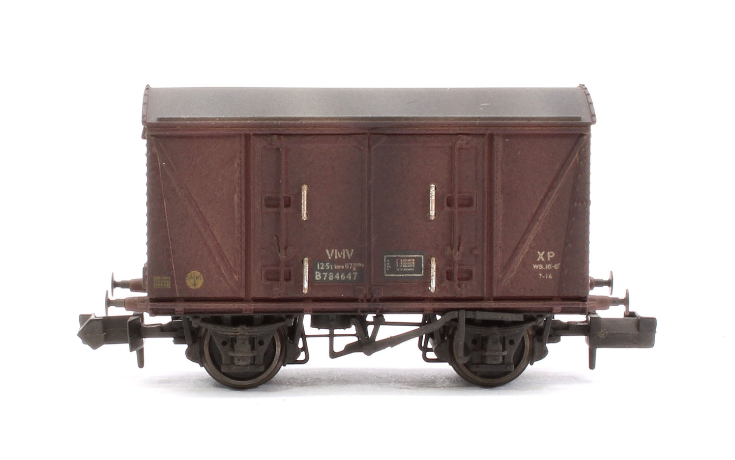 Custom Weathered Set of 3 BR 12T Vanwide Ventilated Vans, BR Freight Brown VMV XP