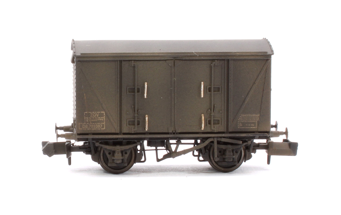 Custom Weathered Set of 3 BR 12T Vanwide Ventilated Vans, BR Departmental Olive Green VQV