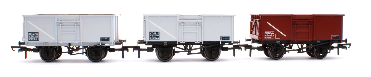 BR 16T Mineral - 1/108 - BR Freight Grey (Pre-TOPS COAL 16) Triple Pack - Pack D