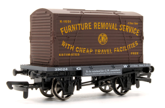 Pre-Owned GWR Conflat No.39024 With Furniture Removal Service Container