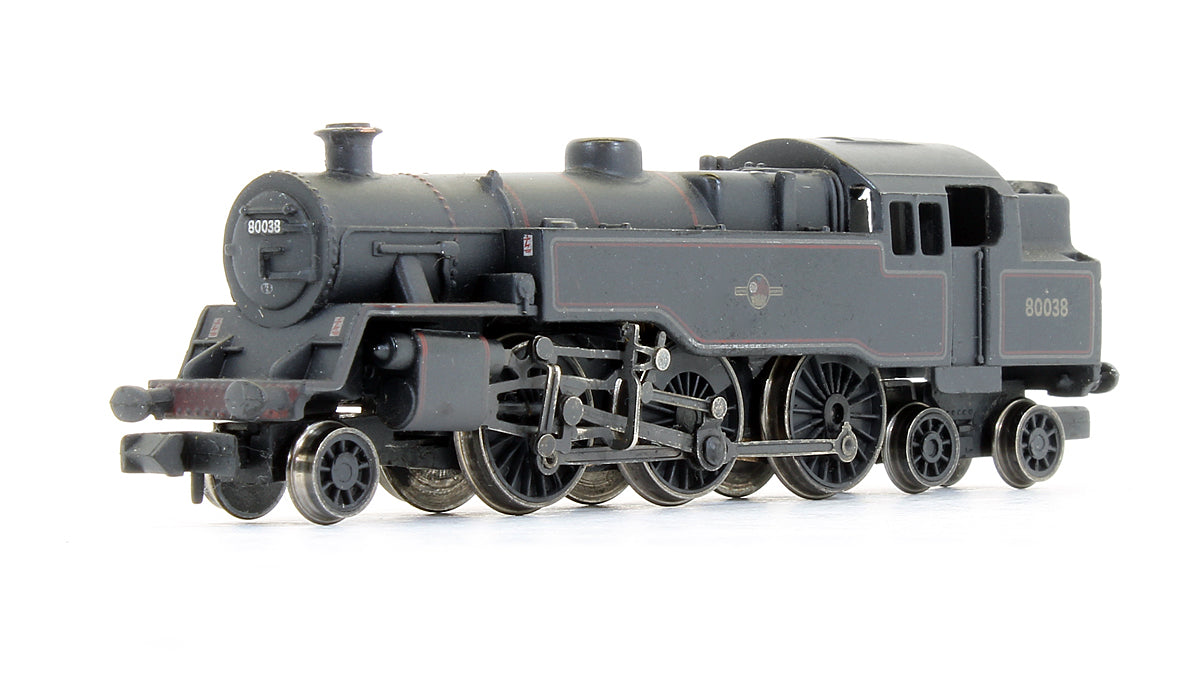 Pre-Owned 4MT Tank '80038' BR Lined Black Late Crest Steam Locomotive (Weathered)