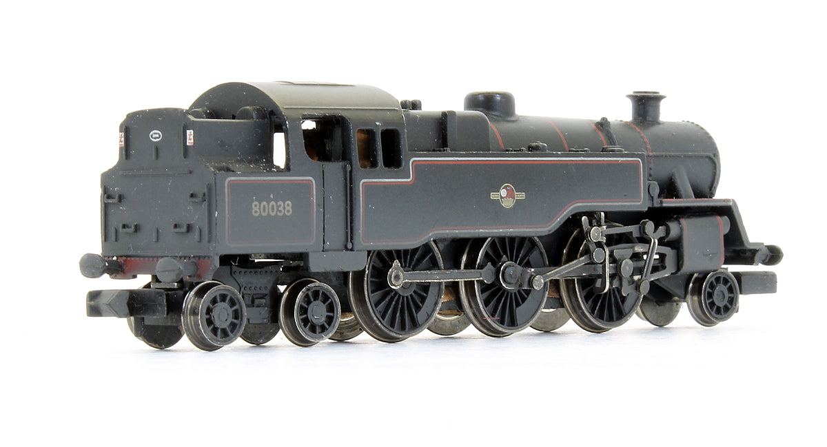 Pre-Owned 4MT Tank '80038' BR Lined Black Late Crest Steam Locomotive (Weathered)