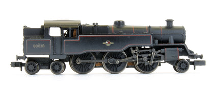 Pre-Owned 4MT Tank '80038' BR Lined Black Late Crest Steam Locomotive (Weathered)