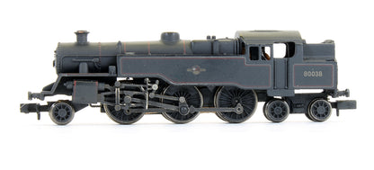 Pre-Owned 4MT Tank '80038' BR Lined Black Late Crest Steam Locomotive (Weathered)